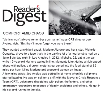 Preview text of Reeader's Digest article \"Comfort Amid Chaos\"